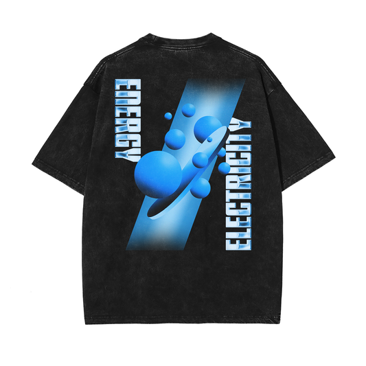 Energy, Electricity Oversized Snow Washed T-Shirt
